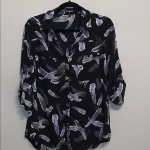 Feather design button up blouse